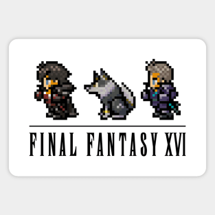 Clive, Torgal, and Cid Logo Design | FFXVI Pixel Party Members | Final Fantasy 16 | Light Colors Magnet